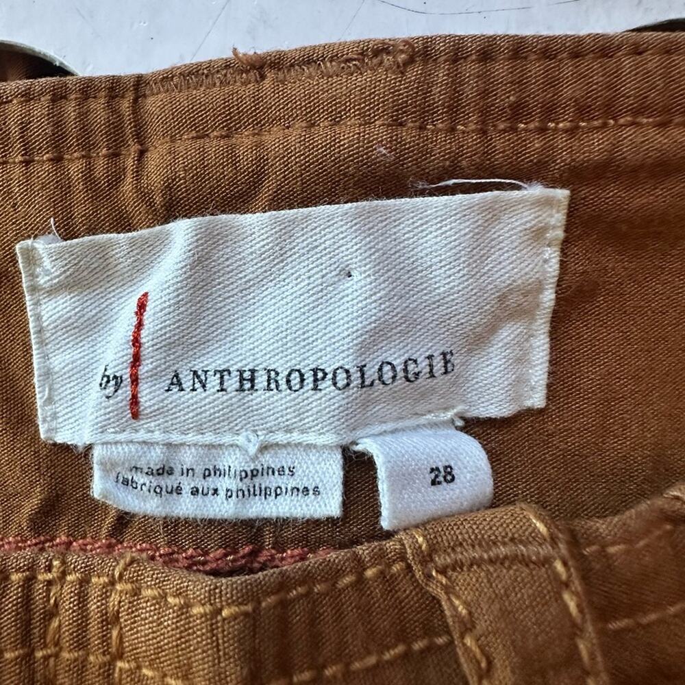 Anthropologie Wide Leg Casual Pants Size 28 Bronze Crop Linen Cotton - Picture 10 of 12